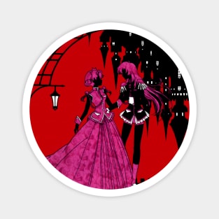 Revolutionary Girl Utena | Anthy Himemiya & Tenjou Utena | Upside Down Castle | Pink Black Red Design Magnet